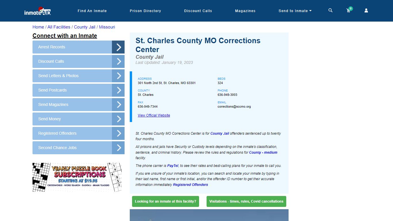 St. Charles County MO Corrections Center - Inmate Locator - St. Charles, MO